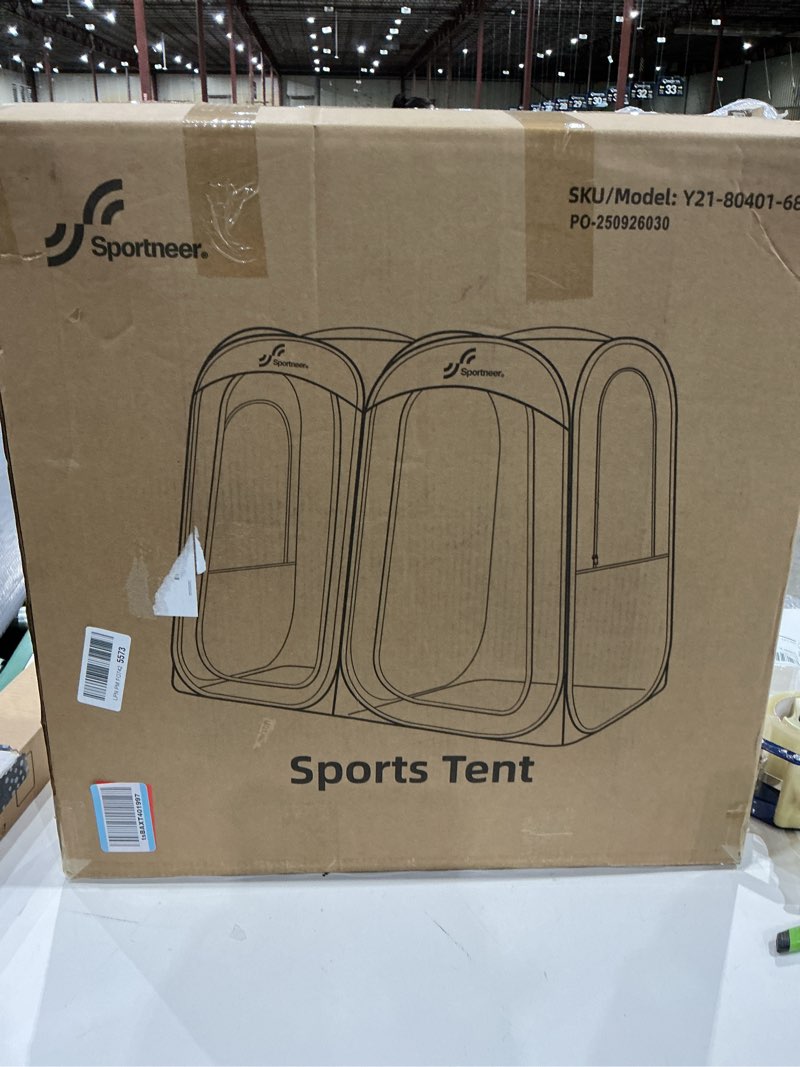 Condition photo showing Good Condition for sportneer sports tent, 2-4 person instant pop up sports tents - 92" x 46" x 63.5" transparent sport shelter for fishing, camping, sports event - easy set up & tear down