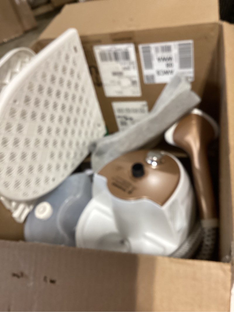 Condition photo showing As Is for hapais steamer for clothes,1800w standing garment steamer 30s heat-up with adjustable stable double rod,2-in-1 flat & hanging ironing,clothes steamer with 10 fabric steam modes white gold