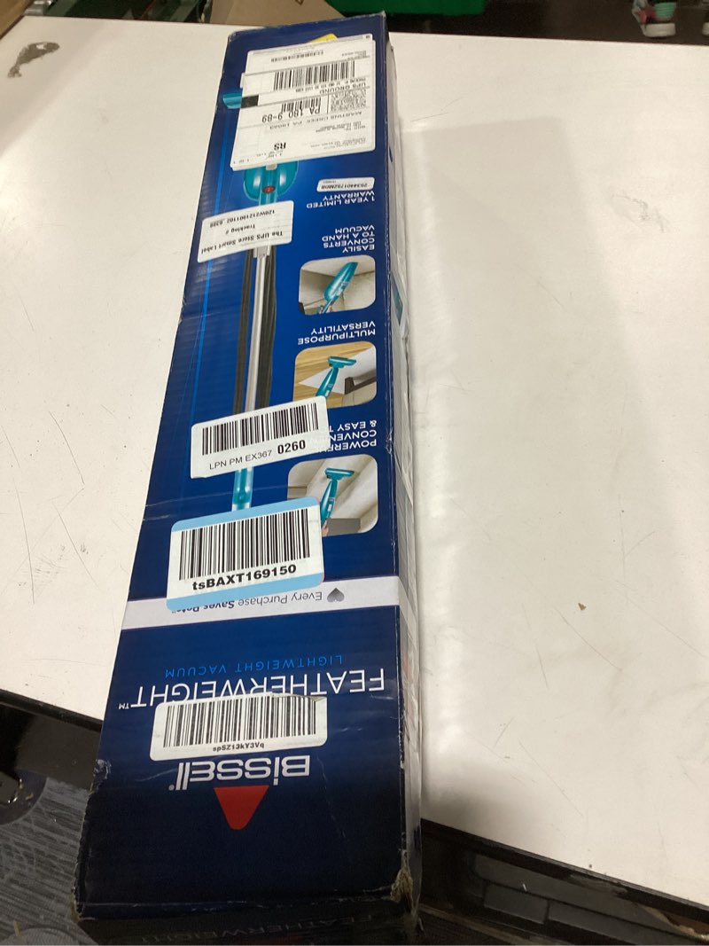 Condition photo showing As Is for bissell featherweight stick lightweight bagless vacuum with crevice tool, 2033, featherweight (blue)