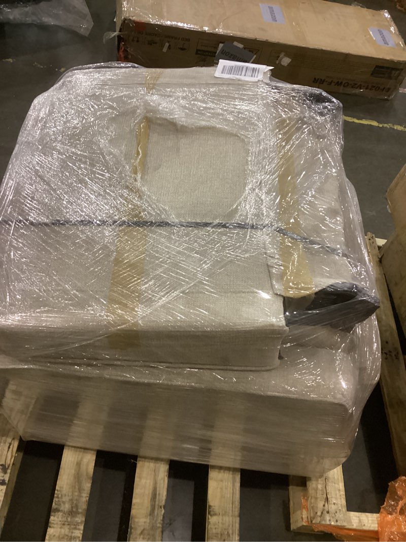 Condition photo showing As Is for Lexicon Push Back Recliner Chair Living Room, Reclining Sofa Chair, Modern Recliner, Fabric Recliner Arm Seat for Living Room/Office/Apartment, Beige Beige Classic