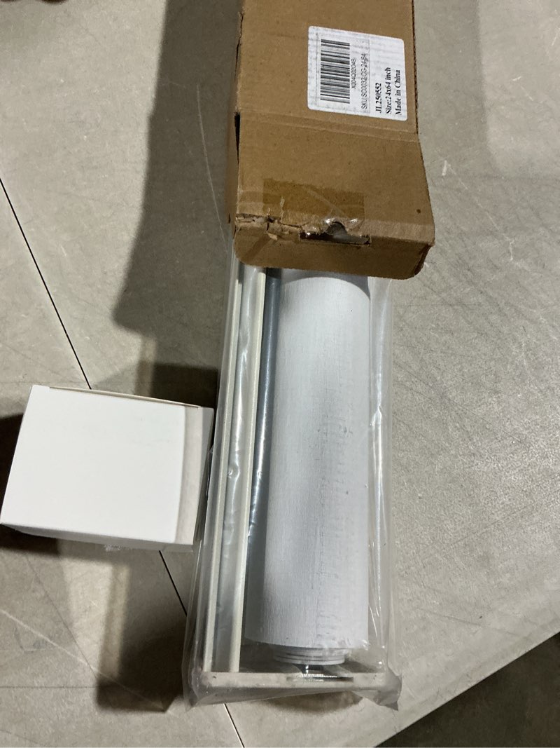 Condition photo showing As Is for 2" cordless faux wood blinds, blackout wooden blinds for indoor windows with no-hole slats, new white, 24" w x 64" h by yellow blinds new white 24"w x 64"h