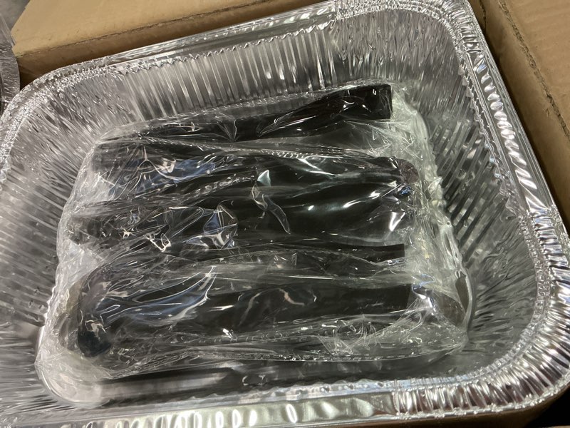 Condition photo showing Good Condition for Alpha Living 6 Pack - Disposable Chafing Dish Buffet Set, Half Size Pans, Welded Body Food Warmers for Parties, Fuel Cans Complete Set, Warming Trays Complete Kit (with Racks)