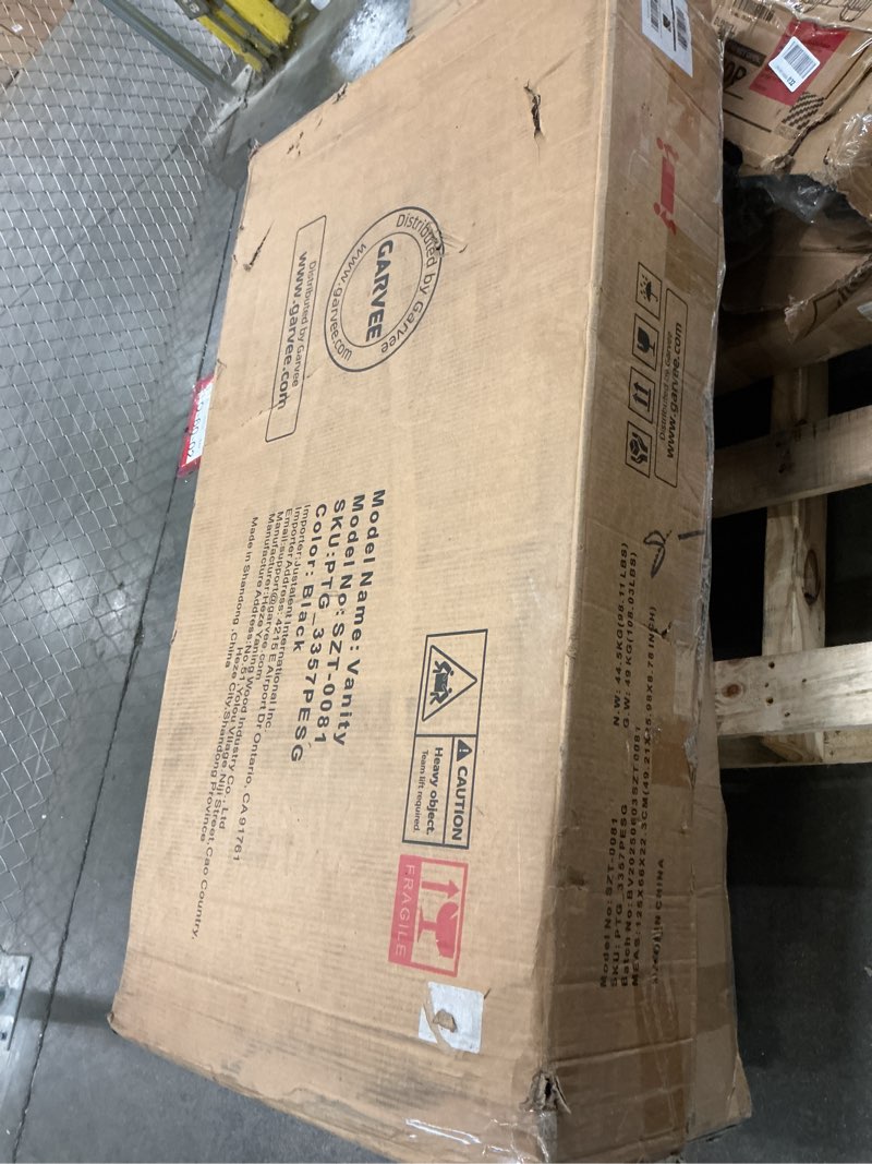 Condition photo showing As Is for GAOMON Vanity Desk with Mirror and LED Light, Makeup Vanity Set with Power Outlet, Make Up Vanity Table with Drawers, Storage Shelve & Stool for Bedroom, Vanity Set for Bedroom, Bathroom, Black