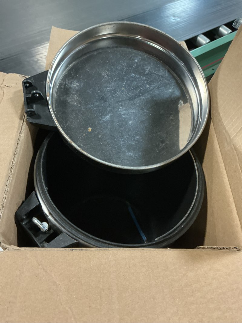 Condition photo showing As Is for Glad Small Trash Can, 1.2 Gallon | Round Stainless Steel Garbage Bin with Soft Close Lid & Step Foot Pedal | Metal Waste Basket with Removable Inner Bucket, Stainless