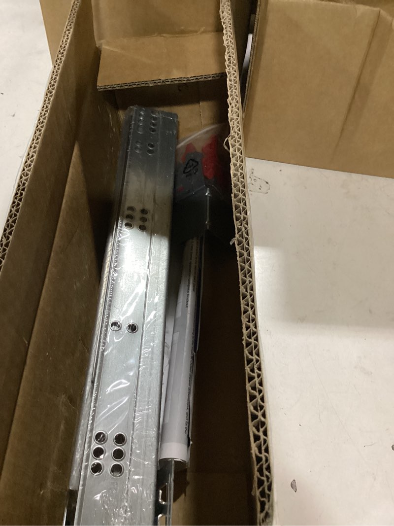 Condition photo showing New/Like New for undermount drawer slides 15 inch 1 pair, soft close full extension drawer slides bottom mount with rear mounting bracket and locking devices, hidden under mount tracks 100lb load capacity