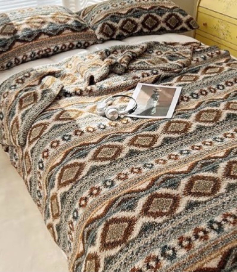 UKELER Boho Sherpa Fleece Blankets 80'' × 90'', Ultra Soft Aztec Queen Blanket for All Season, Cozy,