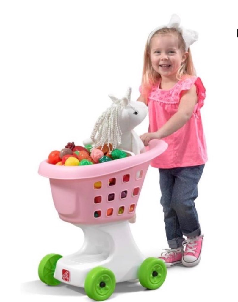 Step2 Little Helper's Shopping Cart for Kids, Play Grocery Cart, Made of Durable Plastic, for Toddlers 2+ Years Old, Pink