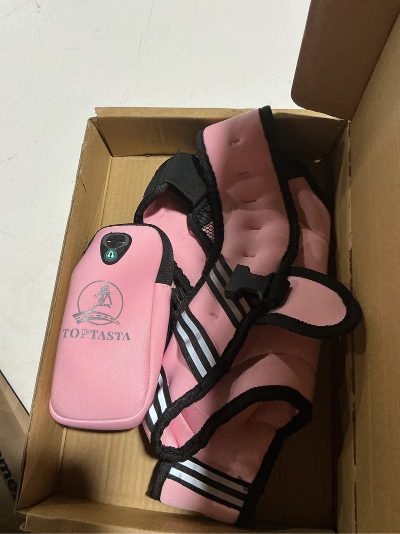 Condition photo showing Good Condition for Weighted Vest for Women Men, 6lb/8lb/12lb/16lb/20lb/25lb/30lb Adjustable Weight Vest with Reflective Stripes for Workout, Strength Training, Running, Fitness, Muscle Building, Weight Loss, Rucking Vest With Phone Pouch Pink 6lb