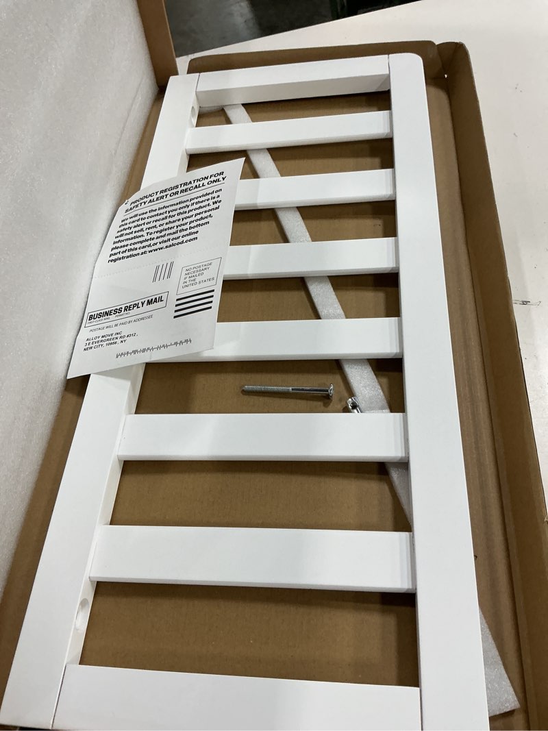 Condition photo showing Good Condition for salcod toddler safe guardrail compatible with delta children convertible crib, crib rail for prevent toddler from rolling off the bed, white
