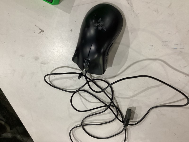 Condition photo showing Good Condition for *not tested* not in original box* razer deathadder essential gaming mouse: 6400 dpi optical sensor - 5 programmable buttons - mechanical switches - rubber side grips - classic black