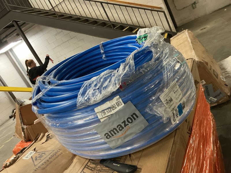 Condition photo showing As Is for SharkBite 3/4 Inch x 500 Feet Blue PEX-B, Made in the USA, Flexible Water Pipe Tubing for Plumbing, U870B500 500 Foot Coil 3/4 Inch