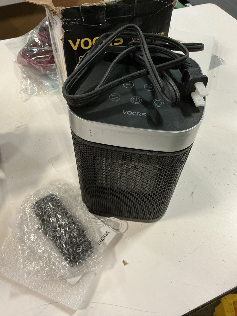 Condition photo showing Good Condition for Small Portable Space Heater for Indoor Use - VOCRS 1500W PTC Electric Heater with Thermostat, Remote Control, 12H Timer, Eco and Fan Mode, Rapid and Safe Heating for Bedroom, Office