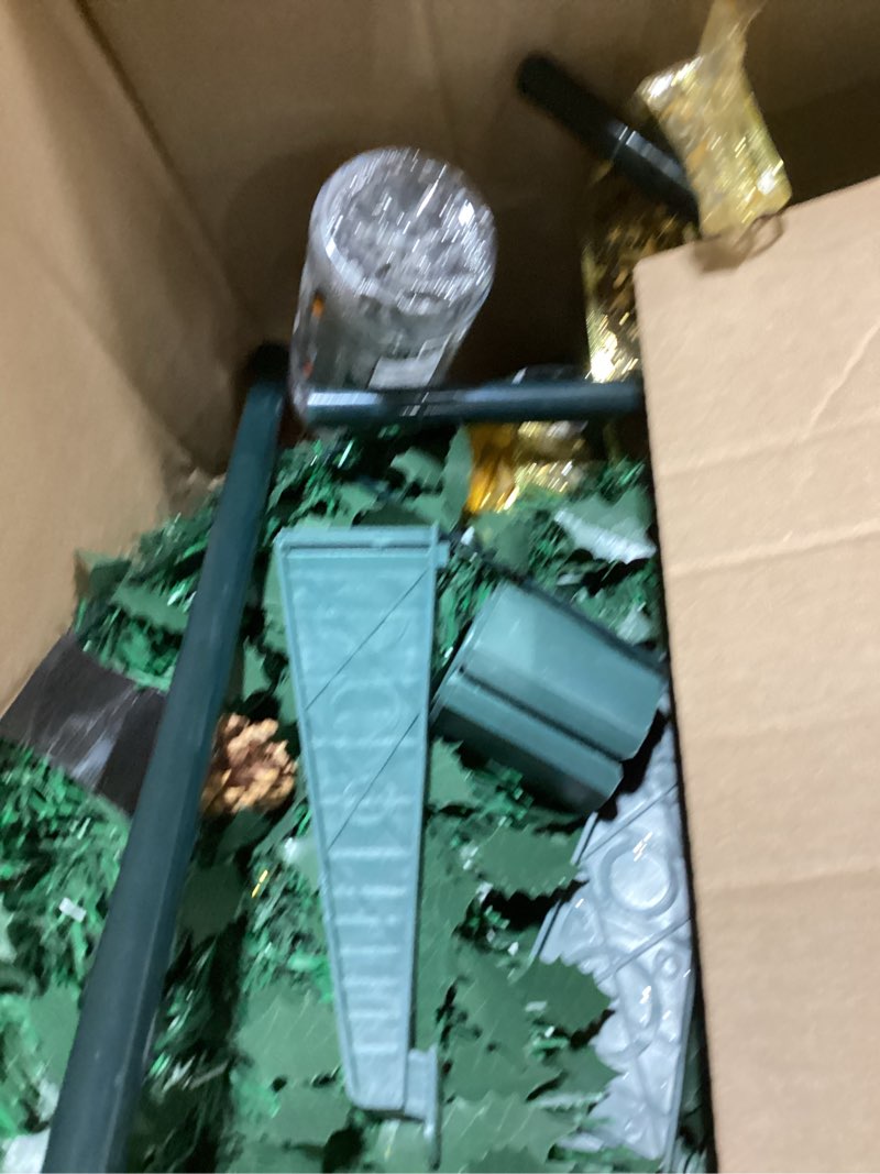 Condition photo showing New/Like New for 6FT Prelit Pop Up Christmas Tree with 200 Lights, Christmas Tree with Lights, Collapsible Xmas Tree, 1 Minute Easy Setup Christmas Trees for Home Office Holiday Outdoor Indoor Decor, Silver Gold 6 Ft