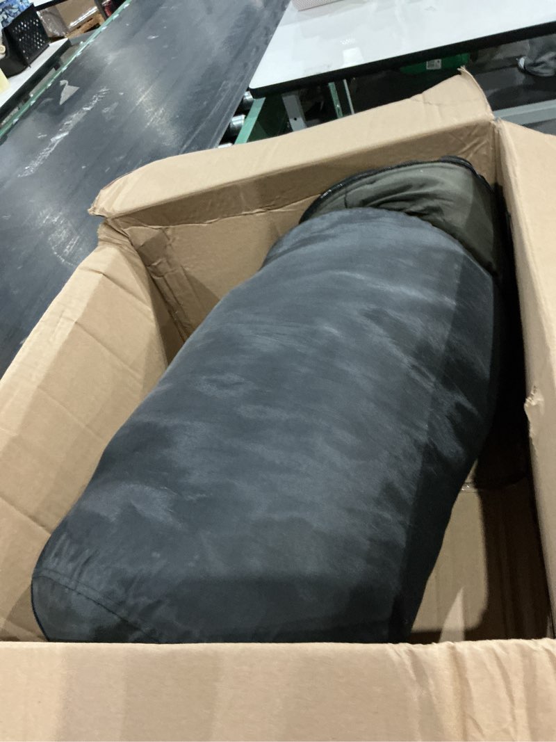 Condition photo showing As Is for coleman north rim 0°f sleeping bag, cold-weather mummy sleep sack with no-snag zipper & adjustable hood for warmth & ventilation, camping sleeping bag pfas-free