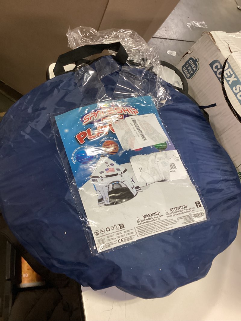 Condition photo showing As Is for JOYIN White Rocket Ship Pop up Play Tent with Tunnel and Playhouse Kids Indoor Outdoor Spaceship Tent Set