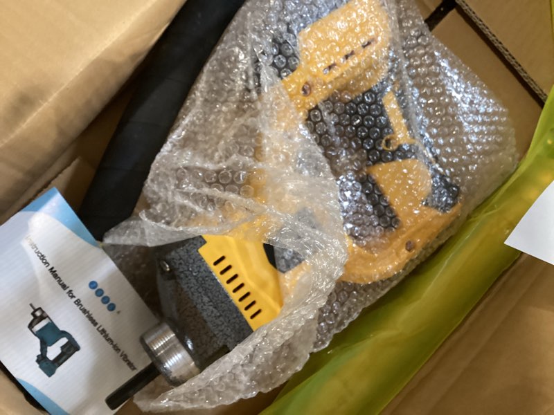 Condition photo showing As Is for handheld concrete vibrating tool compatible with dewalt 20v battery, 600w cordless concrete vibrator with 3.8ft shaft rod 5,500vpm portable pencil vibrarator remove air bubble(no battery) yellow