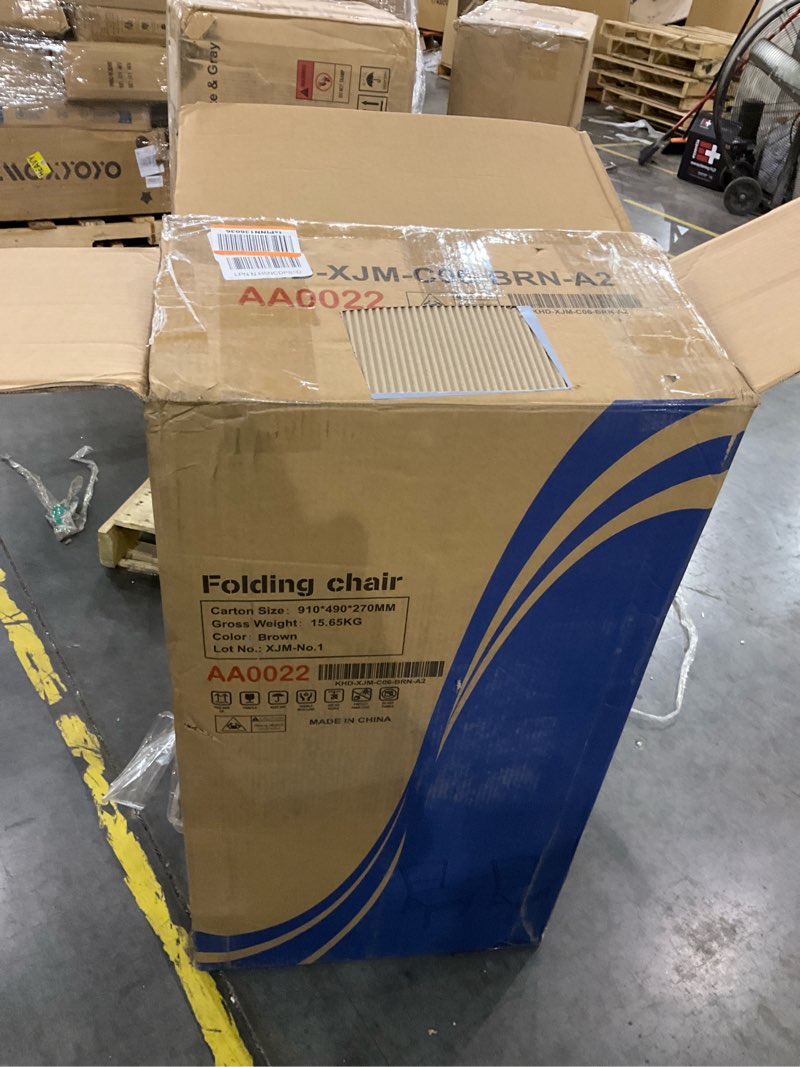 Condition photo showing Good Condition for VECELO Folding Chairs Set of 4 with Cushion, Foldable Padded Seats with Heavy Duty Metal Frame for Kitchen/Dining/Living Room, No Assembly & Space Saving Design, Chestnut Brown Chestnut Brown 4 Pack