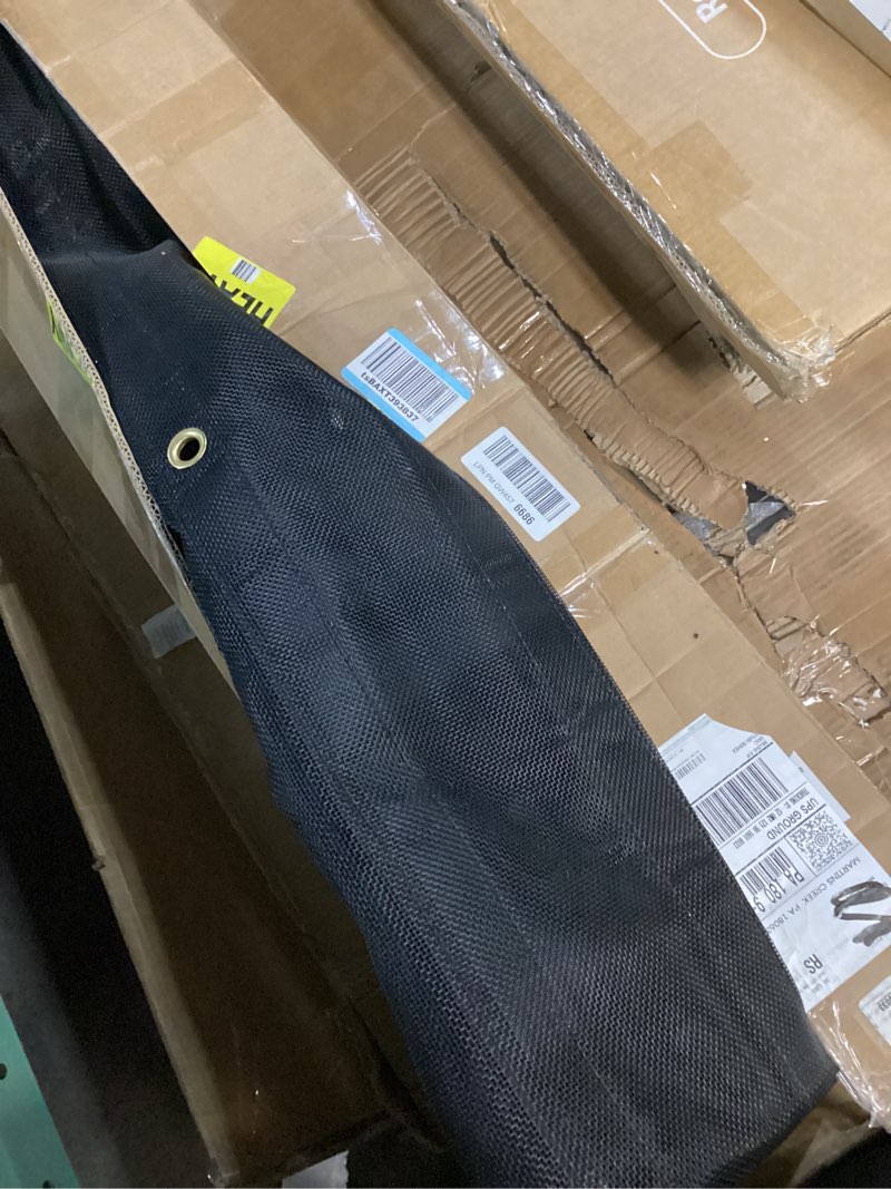 Condition photo showing As Is for wolfwo dump trailer tarp retention bar, 100” extension tarp retention bow cross pull bar with waterproof coating, anti-sail tarp retention bow, and 2 lockdown j-hooks