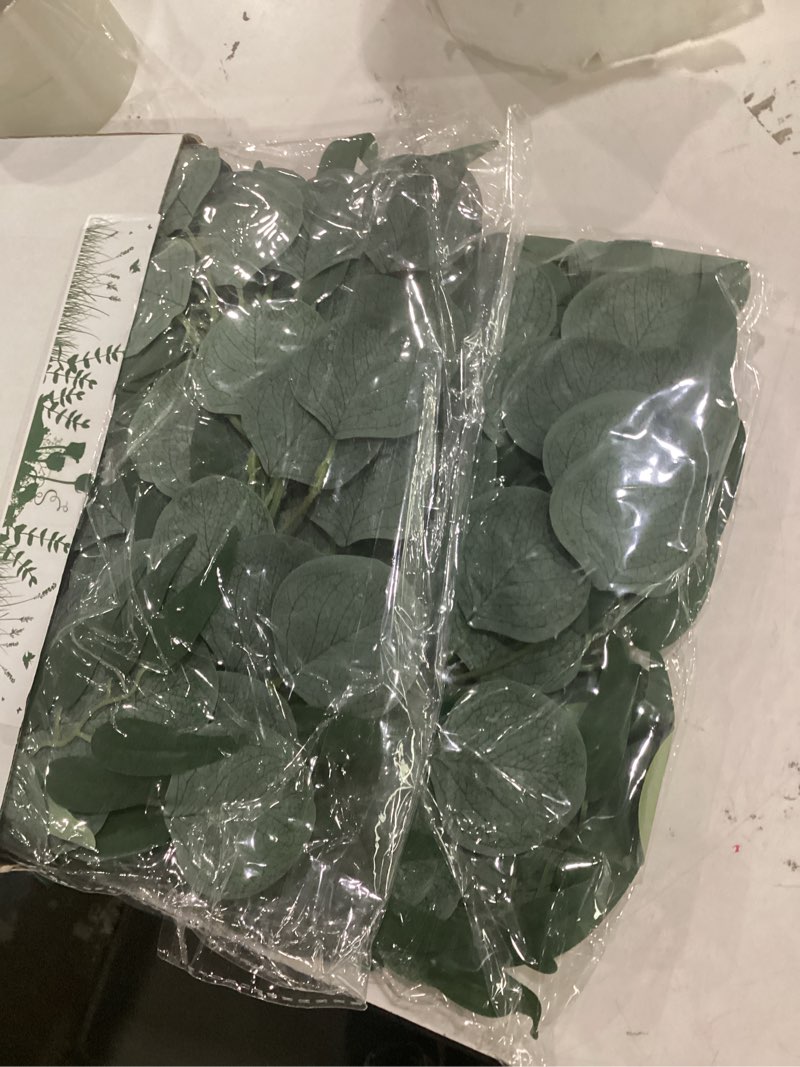 Condition photo showing New/Like New for 2 pack artificial eucalyptus garland each 6.5 ft faux greenery garland for wedding mantle table runner diy garlands decor green-2