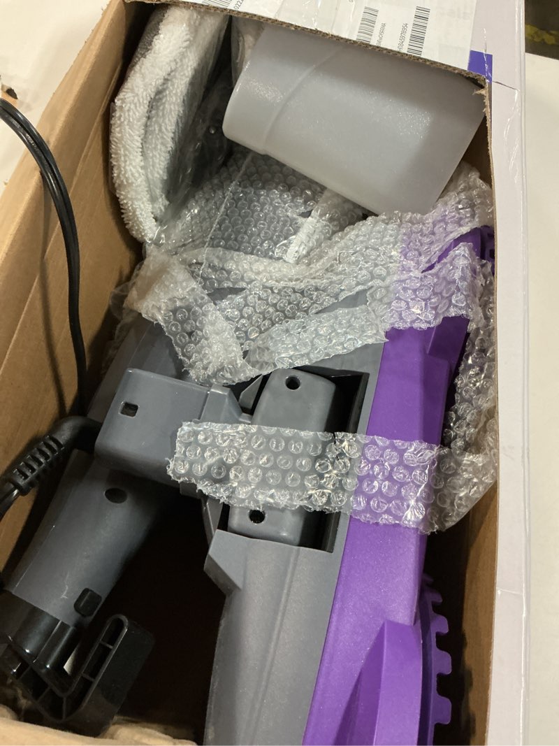 Condition photo showing Good Condition for Scrub and Steam Mop with LED Headlights, All-in-One Hard Floor Cleaner Rotating Mop, 6 Cleaning Pads, Swivel Steering, Cable Holder & XL Water Tank Purpe