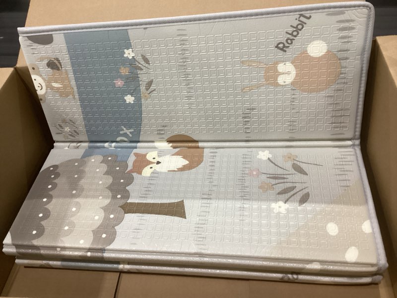 fodoss baby play mat, 59x59inch play mat, 0.4 in thick waterproof playmat for babies,kids foam play mat,waterproof, carlwing mat for baies, neutral design play mat woodsy animal-59×59inch