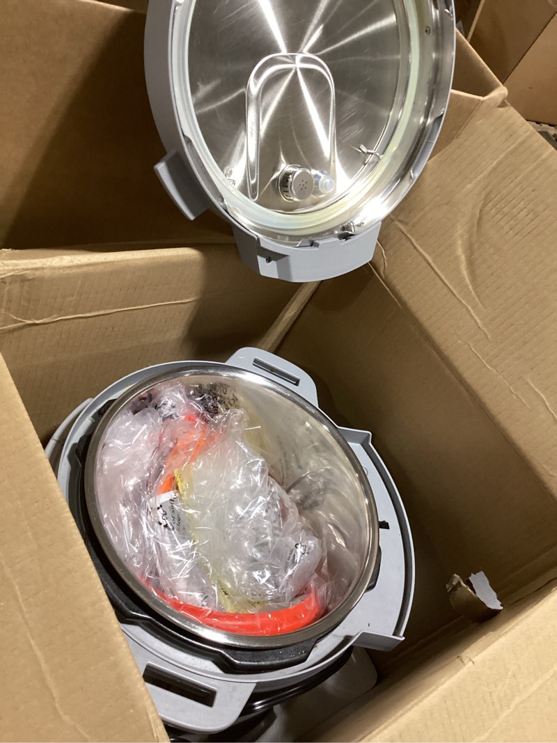 Condition photo showing As Is for Instant Pot, 6-Quart Whisper Quiet 9-in-1 Electric Pressure Cooker, Slow Rice Steamer, Sauté, Yogurt Maker, Warmer & Sterilizer, Free App with 800+ Recipes, Stainless Steel 6 Quarts