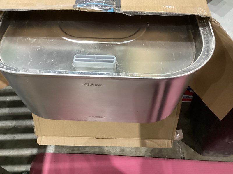 Condition photo showing Good Condition for Large Dog Water Fountain 14L/3.7Gal, Stainless Steel Pet Fountain for Large Dogs and Multi-Pets Families, with Visible Window & Extra Wide Drinking Area, Square Design Enlarges Capacity & Saves Space Silver Fountain