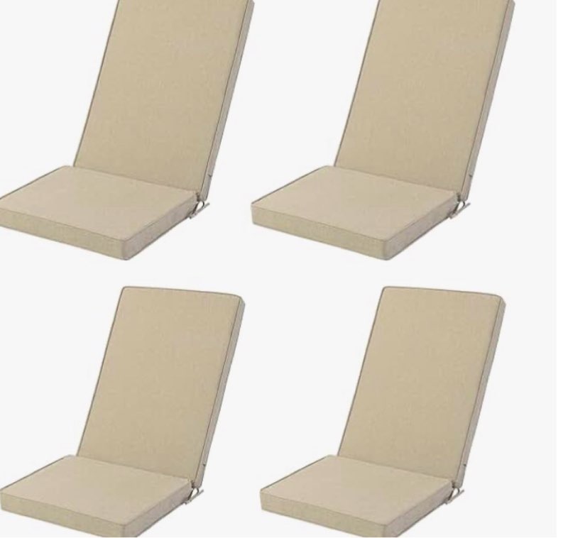 adirondack chair cushions set of 4 - removable covers, water-repellent & fade-resistant faux linen, securing straps, non-slip bottom, fit for most outdoor adirondack & rocking chairs - beige 4