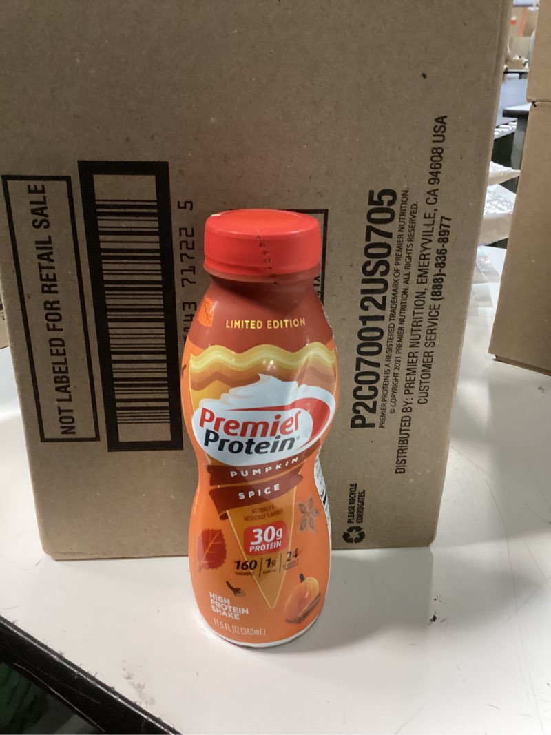 Condition photo showing Good Condition for Premier Protein Shake, Limited Edition, Pumpkin Spice, 30g Protein, No Added Sugar, 24 Vitamins & Minerals to Support Immune Health, 11.5 fl oz, 12 Pack Limited Edition: Pumpkin Spice 11.5 Fl Oz (Pack of 12)