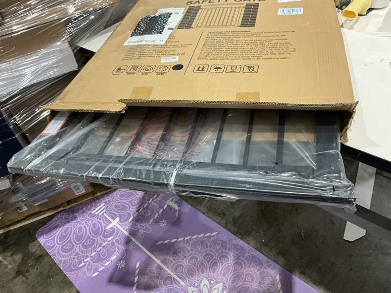 Condition photo showing Good Condition for 29.5-40.5" baby gate for stairs, dog gate for doorways, walk thru auto close metal baby safety gate for the house, stairs and doorways, child gate pressure mounted, pet gate for dog indoor - black black 29.5-40.5"w x 30"h