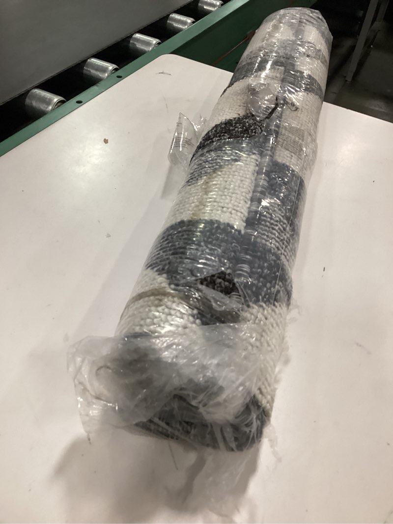 Condition photo showing As Is for OLANLY Large Door Mat Indoor Entrance Washable 40x32, Odor-Free Low-Profile Front Back Geometric Doormat, Absorbent Resist Dirt Entry Carpet, Easy to Clean Sturdy Inside Floor Mats for Entryway, Black 40" x 32" Black