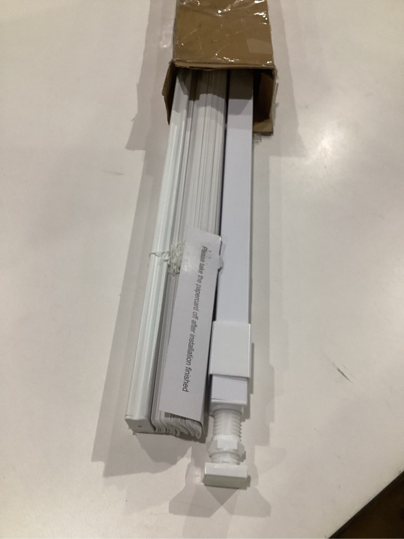 Condition photo showing As Is for lazblinds no tools no drill 1" vinyl mini blinds, cordless blinds for windows, light filtering horizontal window blinds & shades, 27" w x 64" h, white cordless-white 27" w x 64" h