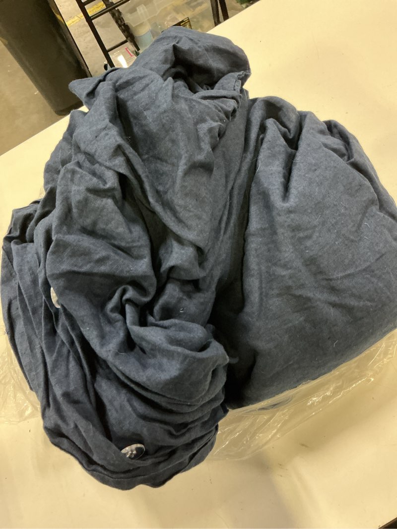 Condition photo showing As Is for quince european linen duvet cover, full/queen, navy