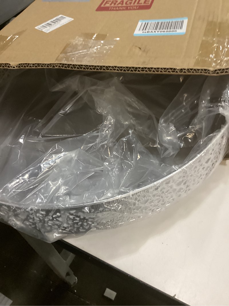 Condition photo showing Good Condition for Cake Stand, Metal Round Cupcake Dessert Stand Cake Display Holder Cookies Fruit Serving Tray Decor for Wedding Party Birthday Baby Showers Anniversary (16in, Matte Silver) Matte Silver 16in