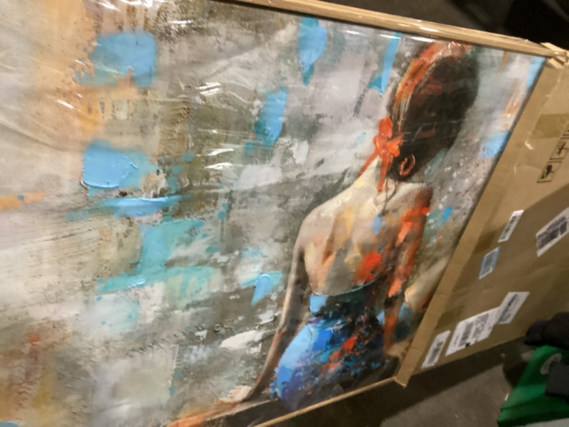 Condition photo showing Good Condition for Large Abstract Canvas Wall Art Sexy Woman Pictures Modern Wall Decor for Living Room Brown Framed Women Paintings Above Bed Artwork for Walls Decor Size 29x58 Inches 58L" x 29W" Brown-F