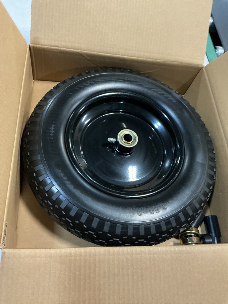 Condition photo showing Good Condition for gicool 14.5" wheelbarrow tire, fit 4.00/4.80-8, 3.50-8" flat-free solid tire and wheel with 5/8" axle bore hole, 3-6" centered hub for wheelbarrow trolley dolly lawn mover go kart replacement