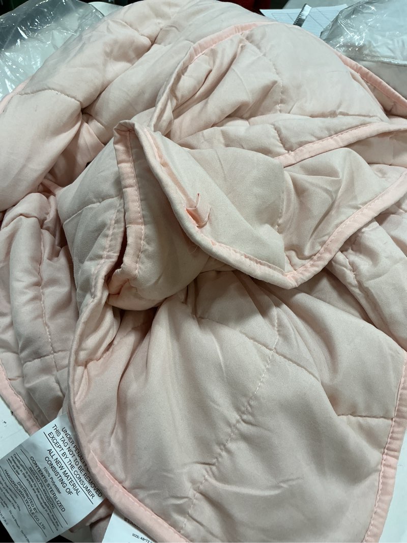 Condition photo showing As Is for topcee weighted blanket (5 lbs, 72 \" x 48\") cooling throw heavy blanket for sleeping apply to 40-60 lbs, soft thick breathable blanket with glass bead, easy care 02-pink 36\"×48\"-5lbs
