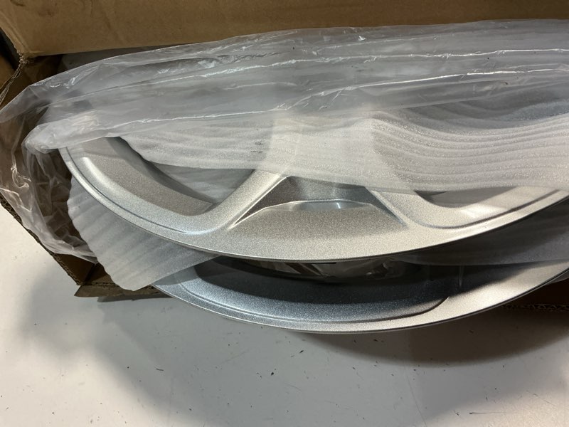 Condition photo showing New/Like New for 17 inch hubcaps compatible with 2013-2025 ford escape factory steel wheel, silver, snap-on wheel covers, set of 4