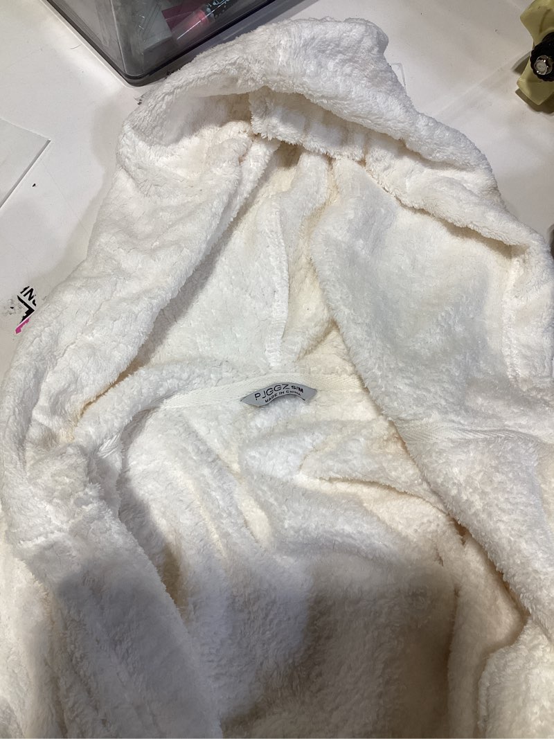 Condition photo showing Good Condition for hooded bathrobes for women, soft long towel robes for women - quick dry yet warm off-white small-medium