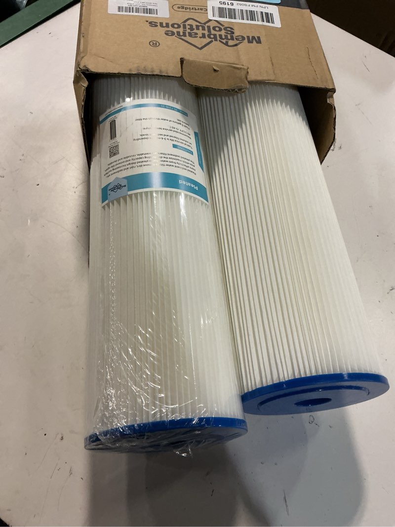 Condition photo showing New/Like New for membrane solutions 20 micron whole house sediment water filter replacement cartridge pleated water filter heavy duty 20"x4.5", universal fits most major brand systems - 2 pack