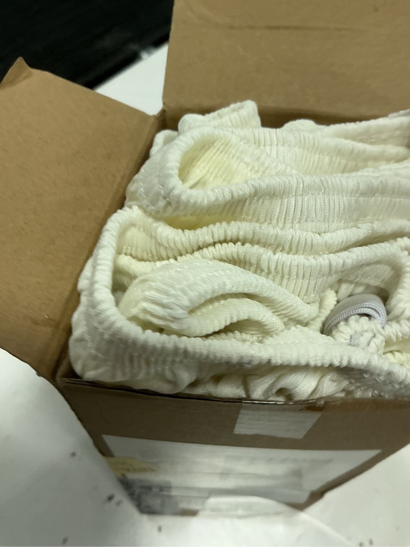 Condition photo showing Good Condition for biscaynebay wrap around bed skirts with split corners for queen beds 14" drop, ivory elastic dust ruffles adjustable easy fit wrinkle & fade resistant silky luxurious fabric machine washable queen-14" drop split corner ivory