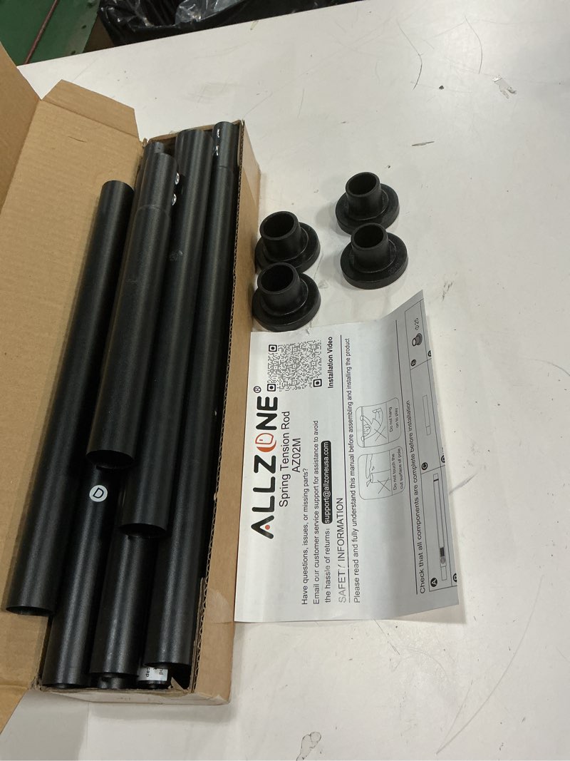 Condition photo showing Good Condition for ALLZONE Heavy Duty Tension Shower Curtain Rod 42-83 Inches for Bathroom, Window, Non-Slip, Adjustable with Strong Spring Pole for Closet, Doorway, No Rust, No Drilling, Black Black 42-83 Inches