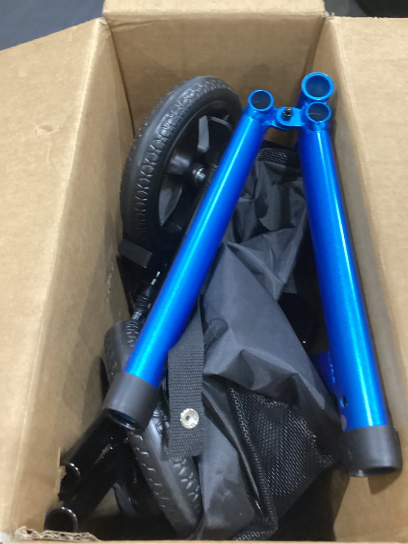 Condition photo showing Good Condition for WALK MATE 3 Wheel Rollator Walker with Seat for Slim Seniors, Padded Backrest Lightweight Foldable Walker Ideal for Elderly, 8 Inch Tri-Wheel Modern Mobility Walking Aid Aluminum, Blue