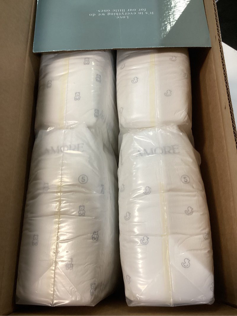 Condition photo showing New/Like New for pampers amore, size 5 (20-37 lbs), 132 count, our best diaper – hypoallergenic & fragrance free, up to 100% leakproof, soft as cashmere size 5 132