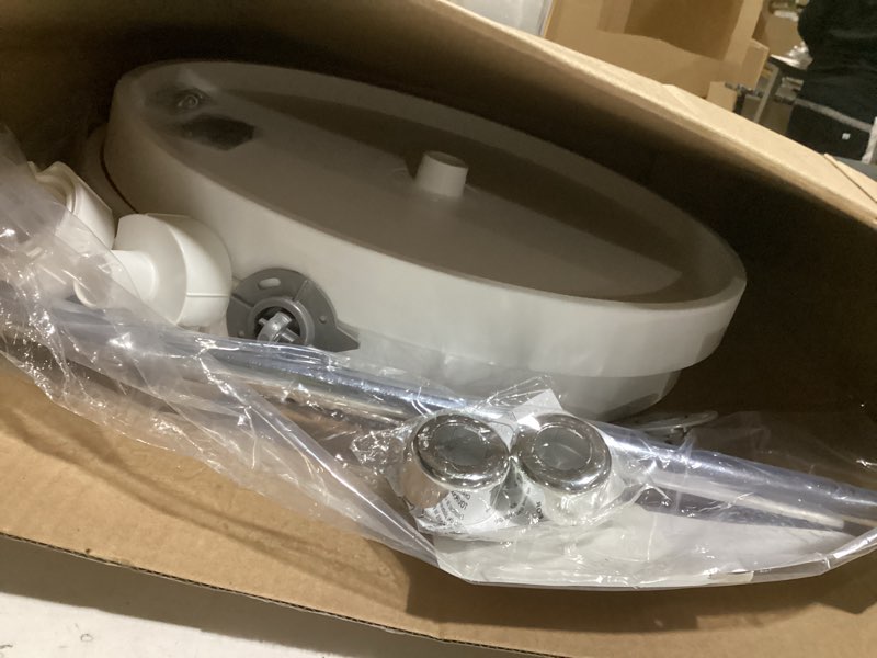 Condition photo showing As Is for Knape & Vogt Plastic Lazy Susan Organizer, 2-Tier Lazy Susan for Cabinet, Kidney-Shaped 18-Inch Polymer 360º Turntable, White 18-inch (width)