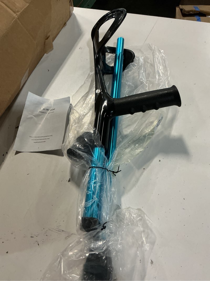 Condition photo showing Good Condition for lightweight foldable forearm crutch, aluminum walking stick,height adjustable, ergonomic handle with comfortable grip 2zg-02bm (blue)