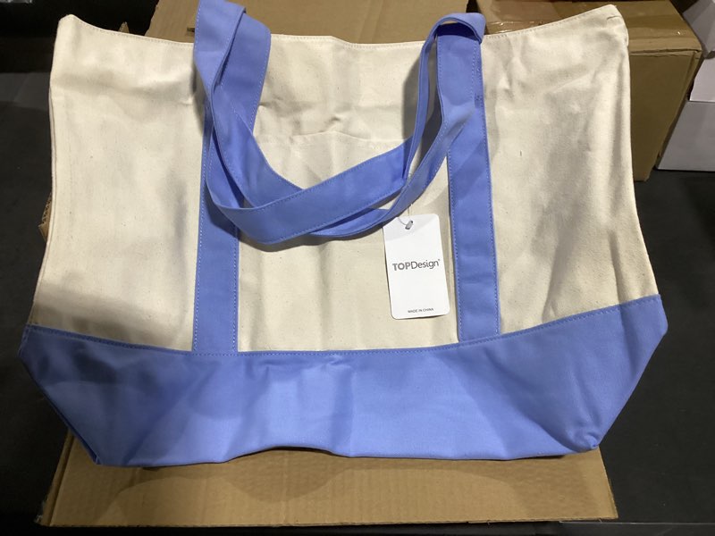 Condition photo showing New/Like New for (Various colors) CTOPDesign 6-Pack Canvas Tote Bags with an External Pocket, Reusable Grocery Shopping Bags, Top Zippe