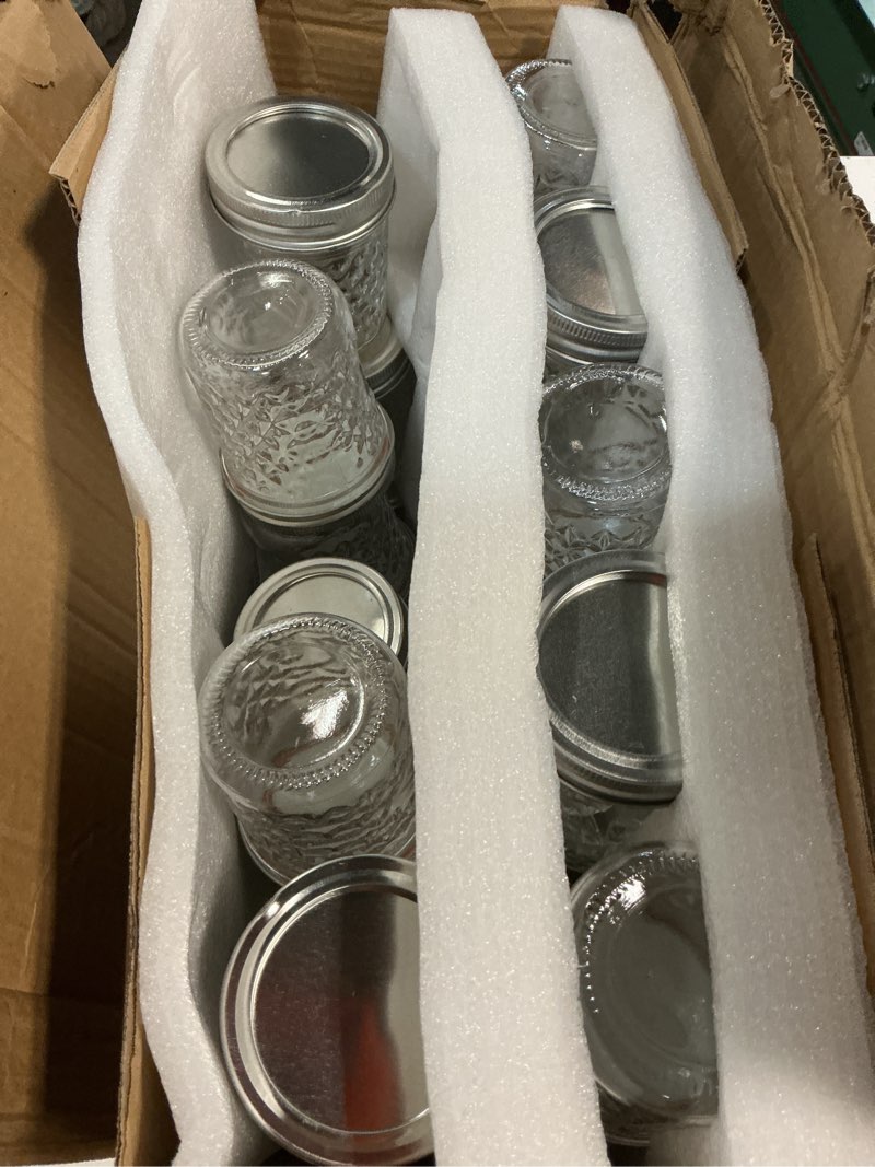Condition photo showing Good Condition for verones mason jars 6 oz, 28 pack 6oz mason jars canning jars jelly jars with lids, ideal for jam, honey, wedding favors, shower favors