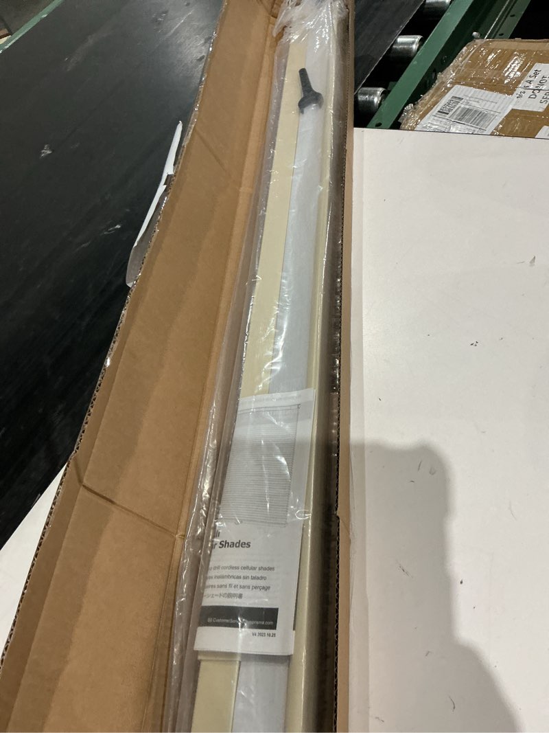 Condition photo showing Good Condition for lazblinds cordless cellular shades, no tools no drill blackout honeycomb shades pleated blinds for windows, 44'' w x 48'' h, soft cream blackout-soft cream 44'' w x 48'' h