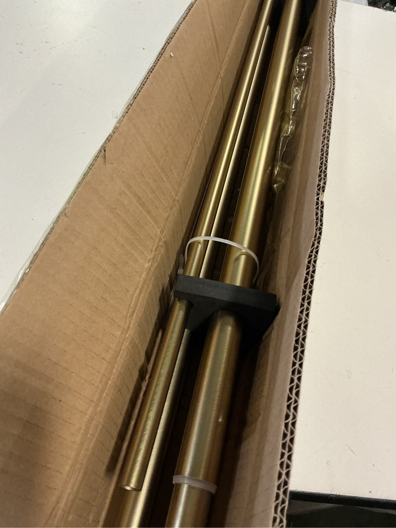 Condition photo showing Good Condition for Double Drapery Curtain Rods, 72-144” Telescoping Curtain Rod with 1inch large rod and 5/8inch small rod, Modern Round Style Finials, Warm Gold Warm Gold 72-144"